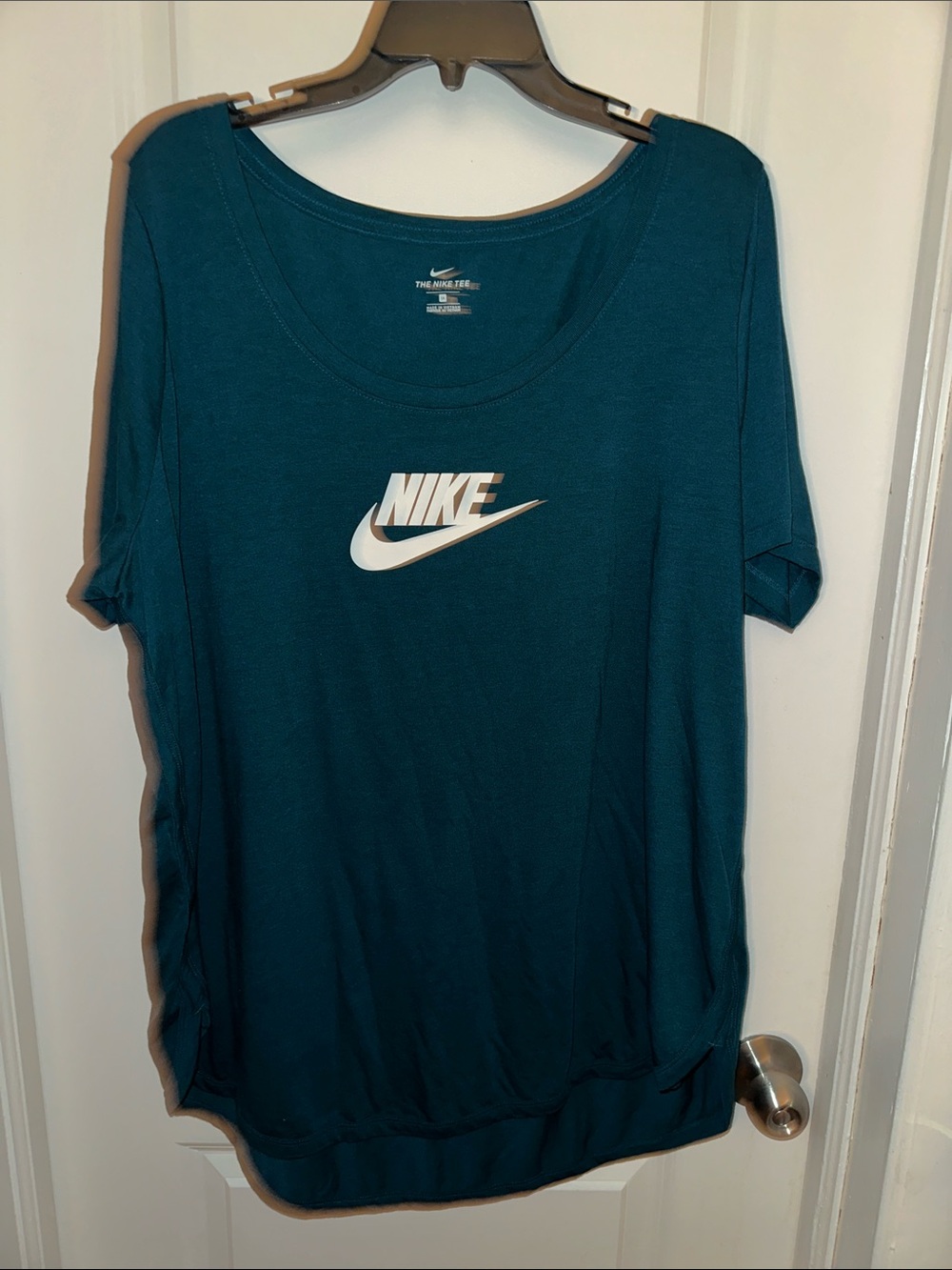 Nike Women's Teal Crew Neck Logo Tee
